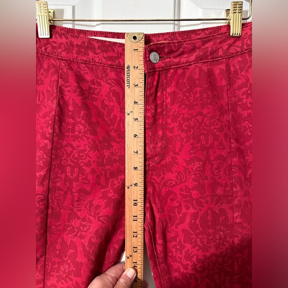 PILCRO Anthropologie Flocked High Rise Leggings size 28 Cranberry PRISTINE - Picture 5 of 12